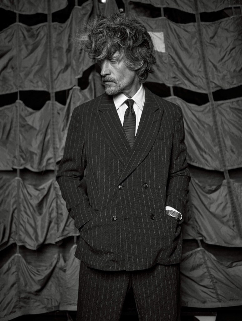 Suit ($1,695), shirt ($325), and tie ($175) by Emporio Armani; Octo Finissimo watch ($15,700) by Bulgari.