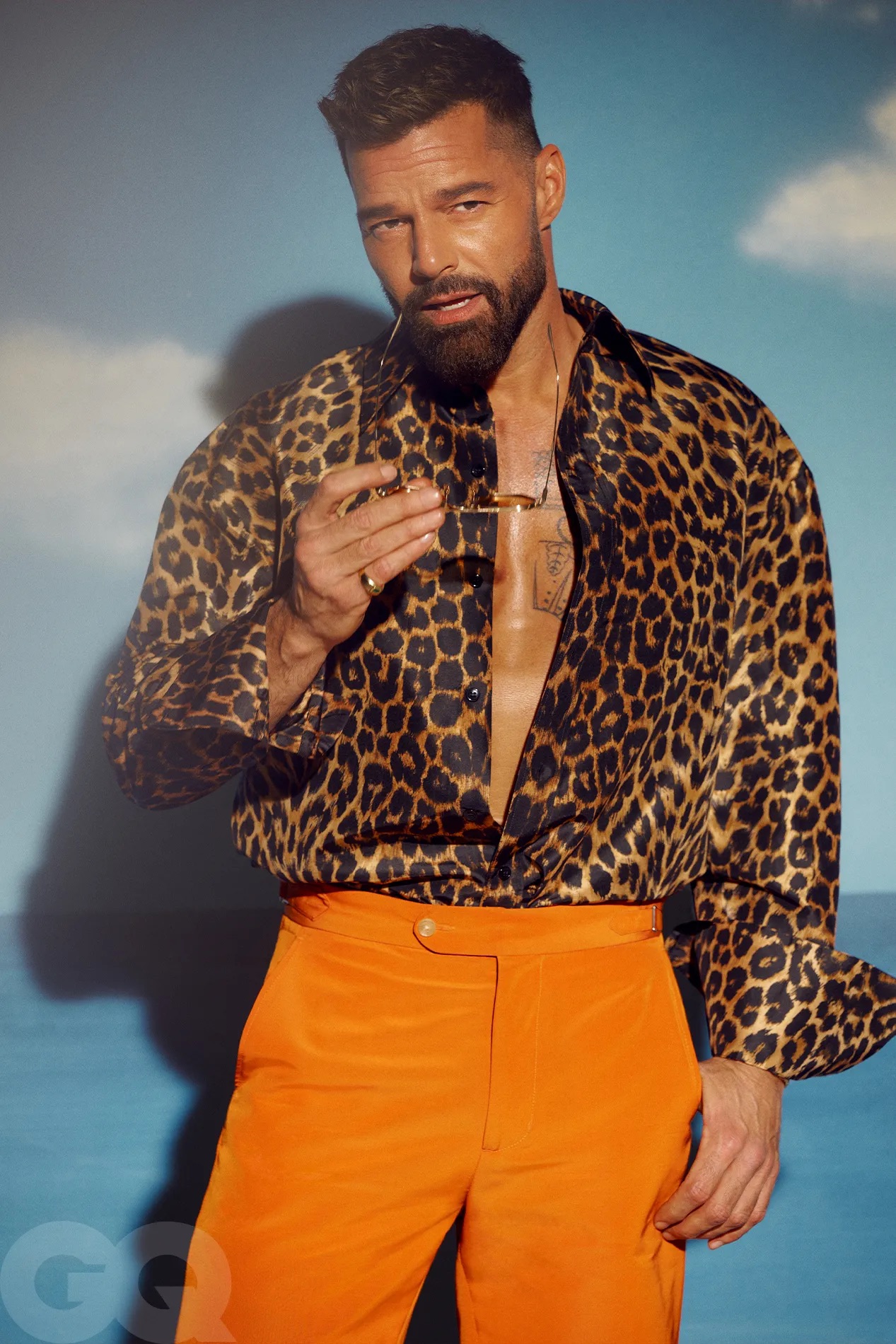 Saint Laurent shirt by Anthony Vaccarello. Bode pants. Jacques Marie Mage sunglasses.