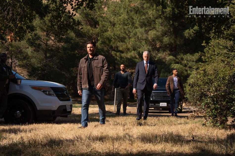 Jensen Ackles as Mark Meachum, Uli Latukefu as Luke Finau, Eric Dane as Nathan Blythe, and Elliot Knight as Keyonte Bell on 'Countdown'.
Elizabeth Morris/Prime