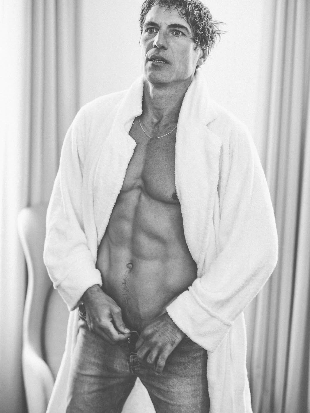 Jerome Adamoli, 6’0” blue-eyed French fashion model, showcasing timeless masculinity and style as a hunk over 40.